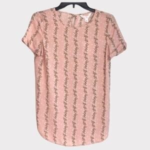 Lauren Conrad Pink Floral Short Sleeve Blouse Women’s XS New With Tags